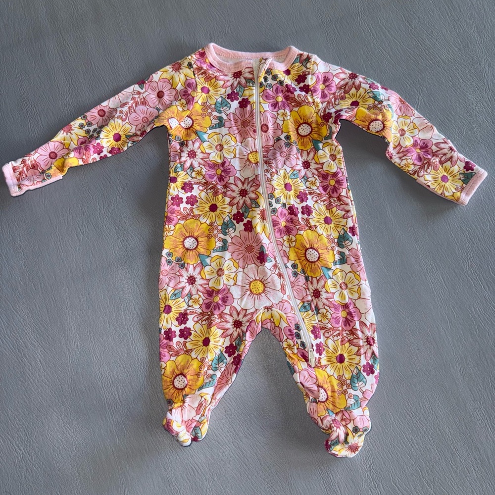 Wonder Nation Pink and‎ Yellow Floral Footie